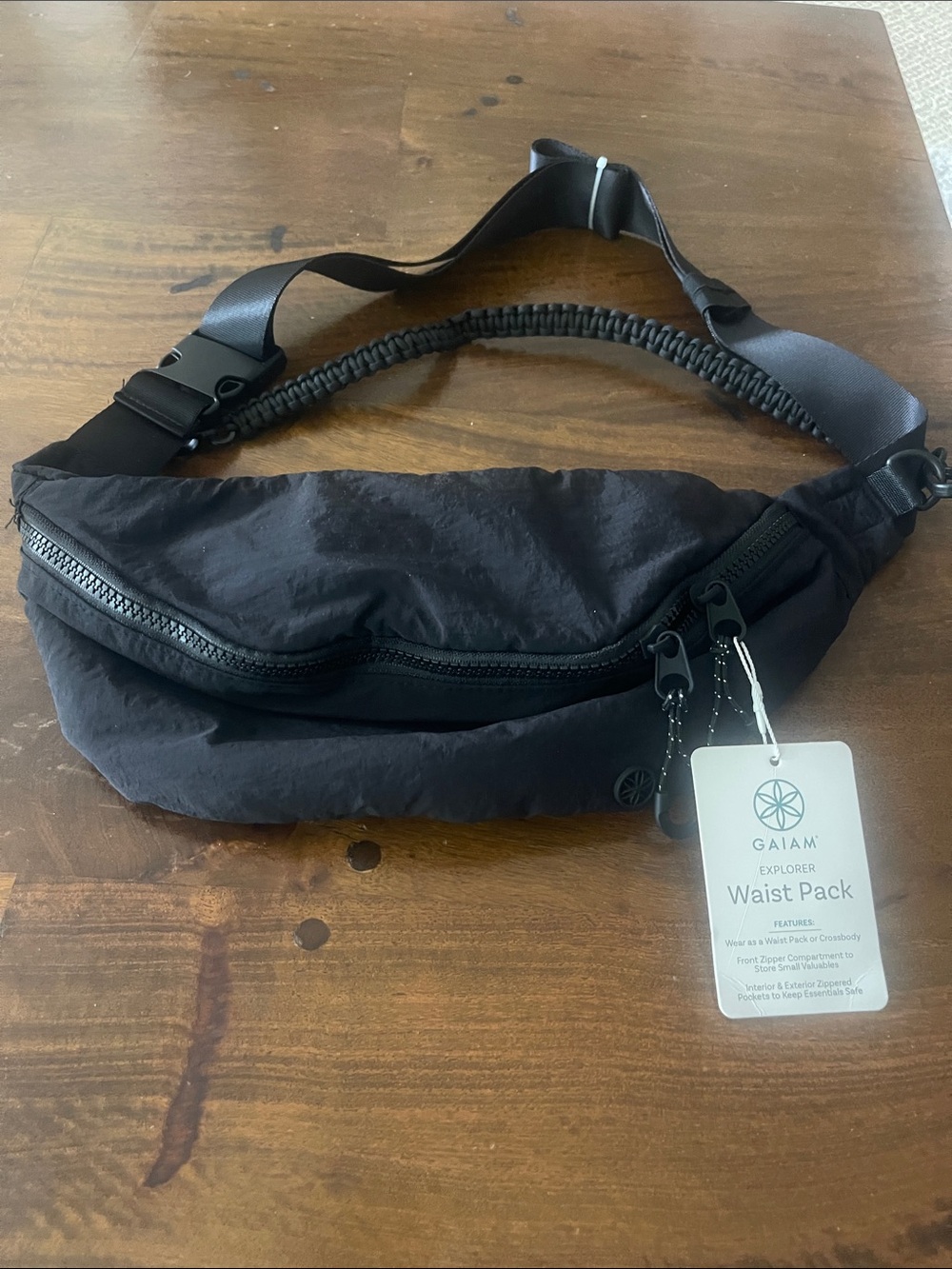 GAIAM Explorer Black Waist Pack - Men’s Sling Belt Bag